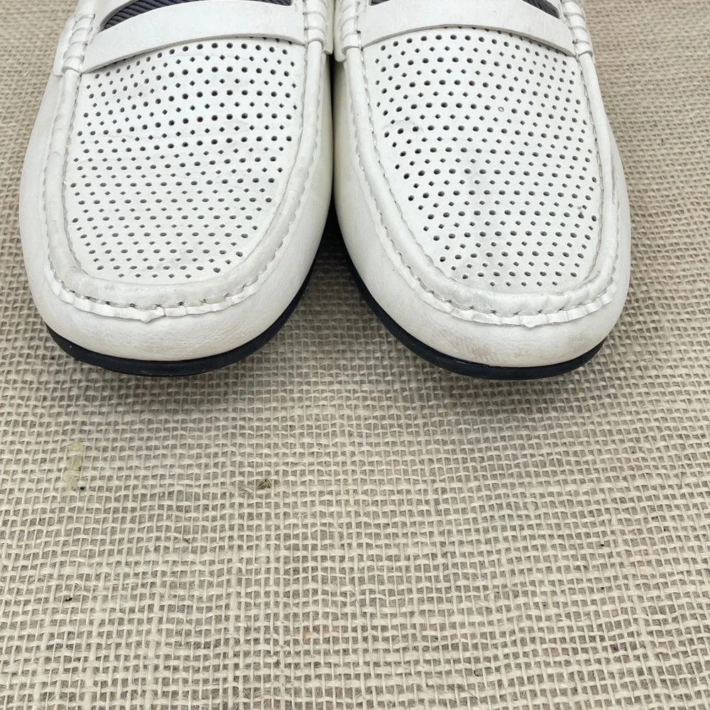 Stacy Adams‎ Mens White Perforated Penny Loafers Driving Mocs 11 M 25513-100
